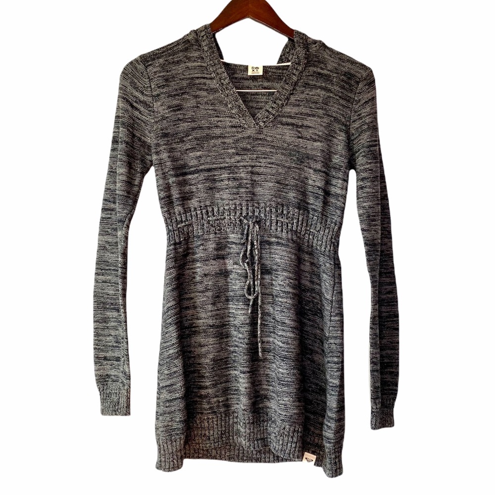 Roxy Grey Hooded Tight Knit Pullover Sweater Juniors Size Medium
